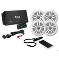 Boss Audio ASK904B.64 4-channel marine amplifier and two pairs of 6.5 inch white weatherproof speakers kit
