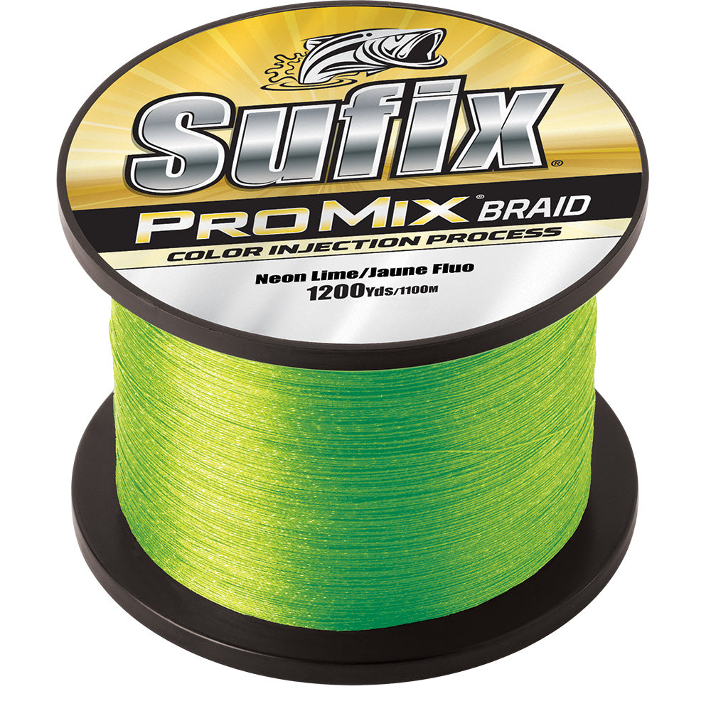 Sufix ProMix Braid Neon Lime 1200 yd spool in 40lb and 65lb
