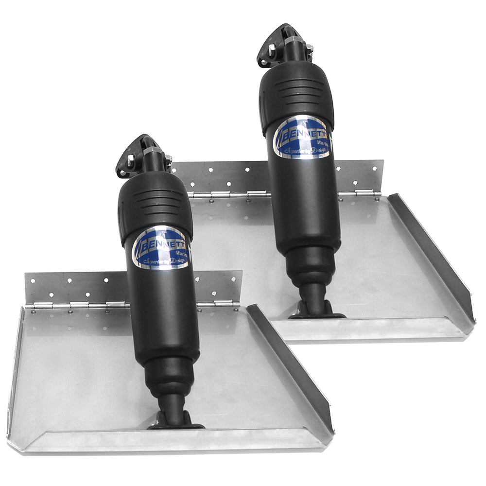 Bennett BOLT 1212ED 12x12 inch 12V electric edge mount trim tab kit with adjustable upper hinge actuators and stainless steel tabs