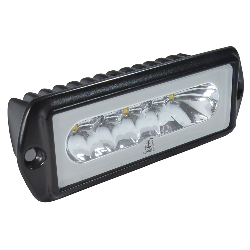 Lumitec Capri2 black flush-mount LED flood light with DeckSweep optics and white/blue/red output modes