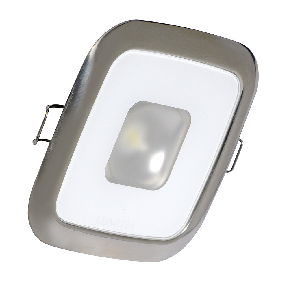 Lumitec Square Mirage Down Light warm white dimming Hi-CRI polished bezel marine dome light