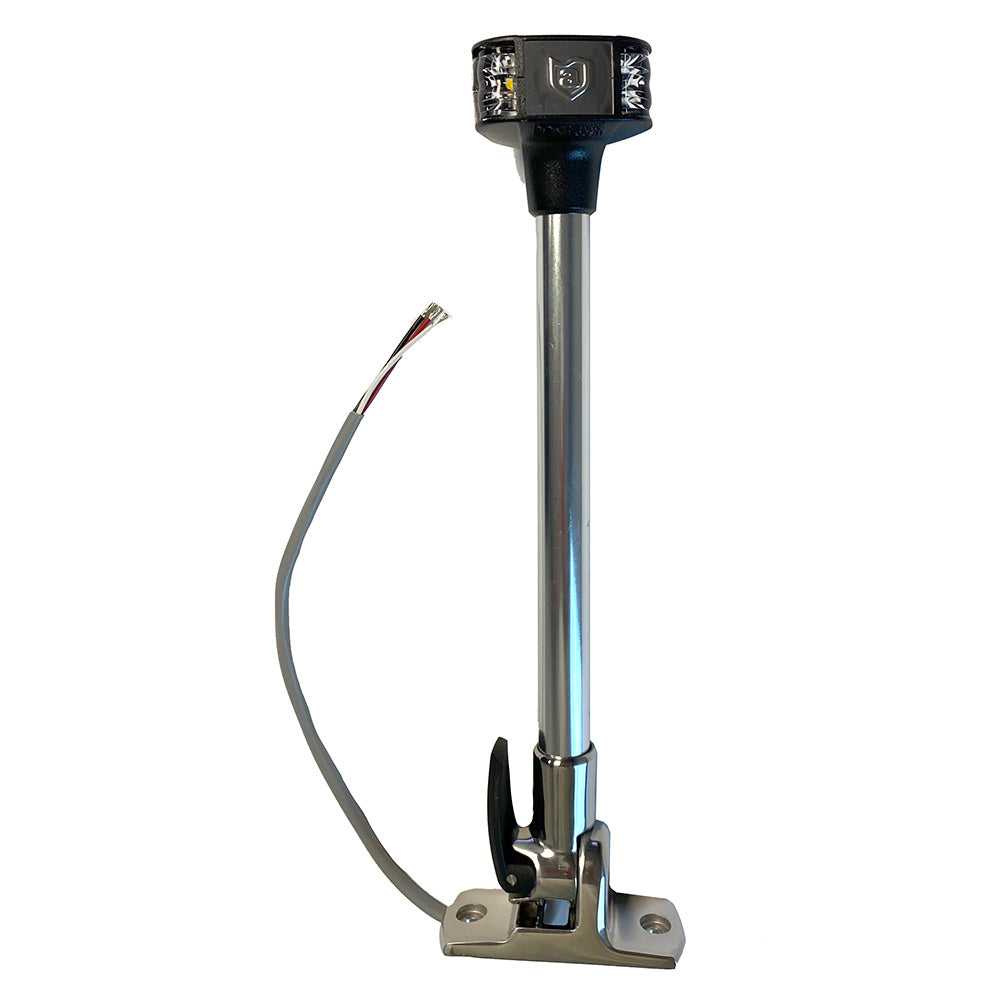 Attwood LightArmor 12-inch fold-down LED anchor masthead navigation light 12V with cam-lock stainless steel base