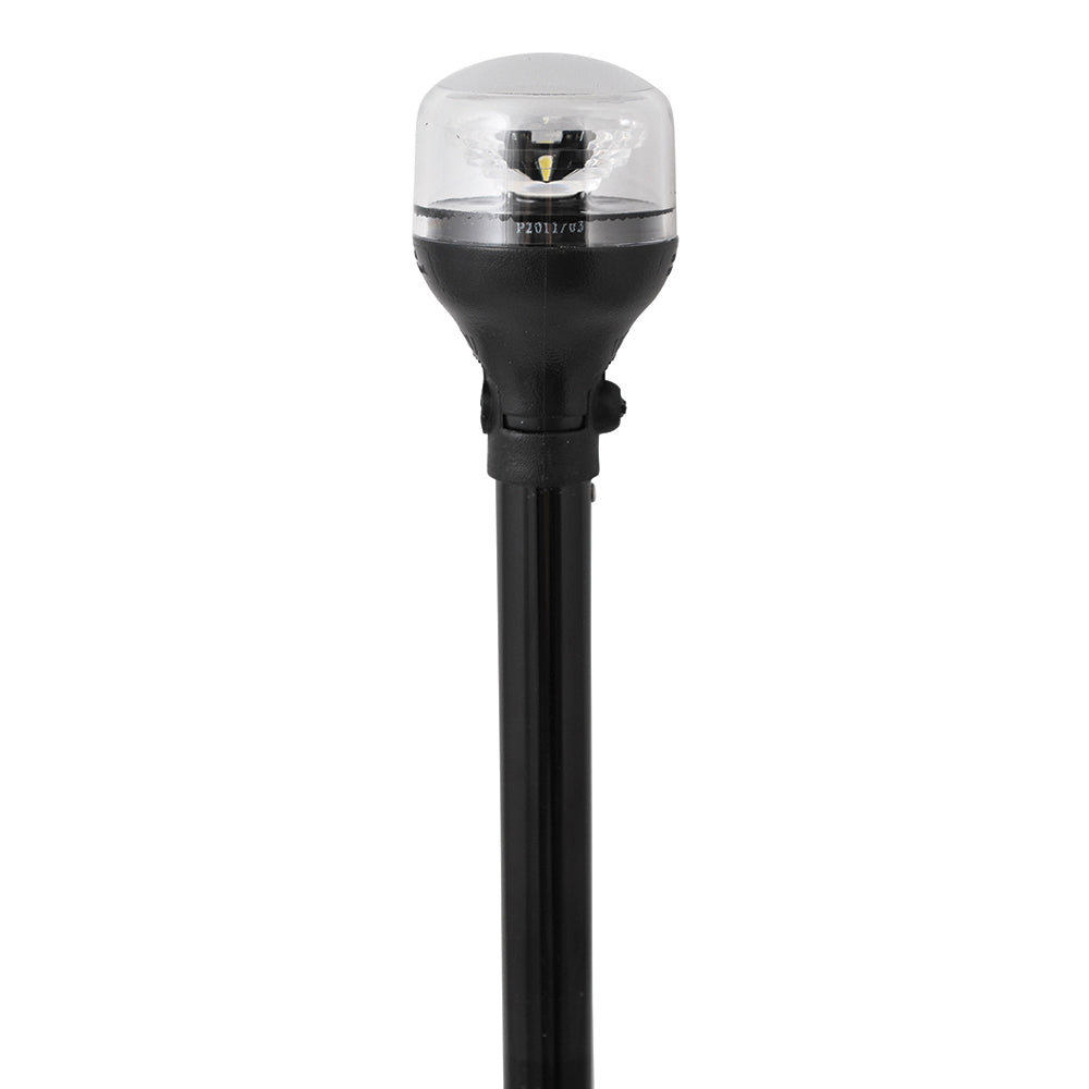 Attwood LightArmor All-Around Navigation Light 12-inch black anodized pole black horizontal composite base with adapter