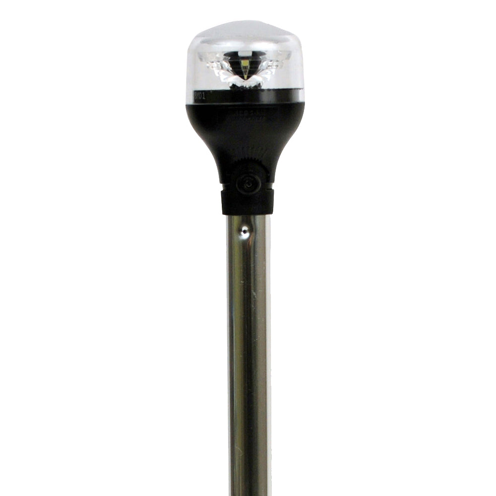 Attwood LightArmor All-Around Navigation Light 12-inch aluminum pole black vertical composite base with adapter