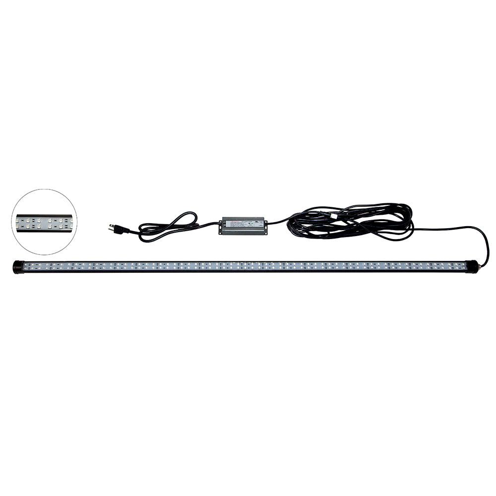 Hydro Glow DM260G 40W 120VAC green LED dock-mounted fishing light, 4-foot length with adjustable beam and snap-in mounting brackets