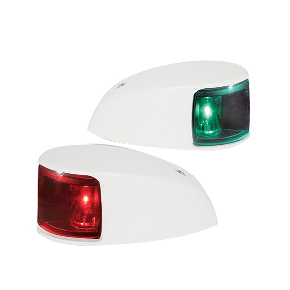 Hella Marine NaviLED 2nm deck mount port and starboard LED navigation light pair with colored lens and white housing