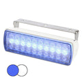 Hella Marine Sea Hawk XL Dual Color Blue and White LED Floodlight with white polymer housing and stainless steel bracket