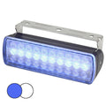 Hella Marine Sea Hawk XL Dual Color Blue and White LED Floodlight with black polymer housing and stainless bracket