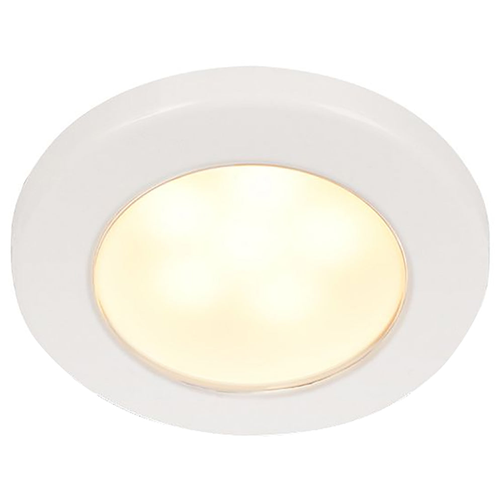 Hella Marine EuroLED 75 3-inch round screw mount down light warm white LED white plastic rim