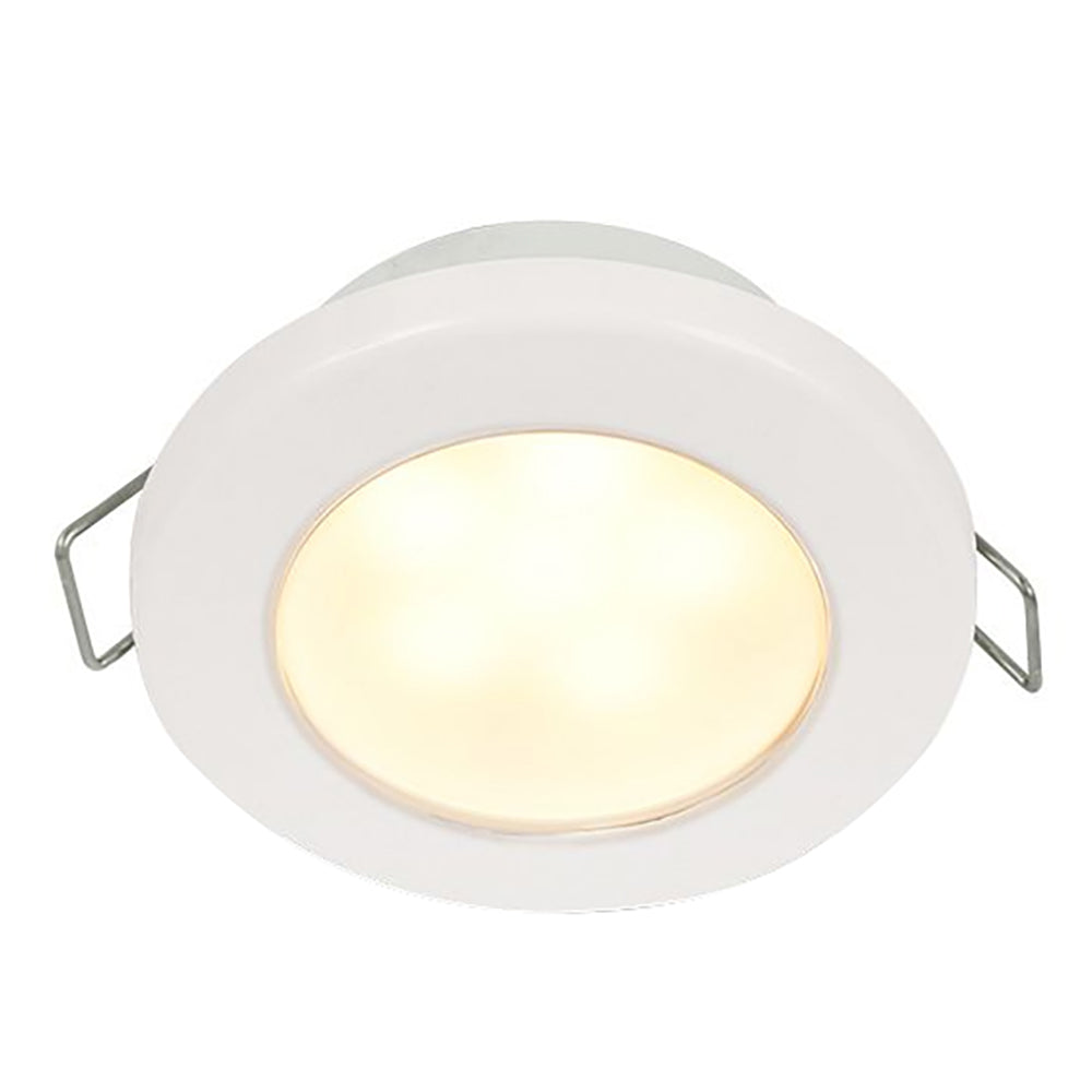 Hella Marine EuroLED 75 3-inch round spring mount down light warm white LED white plastic rim
