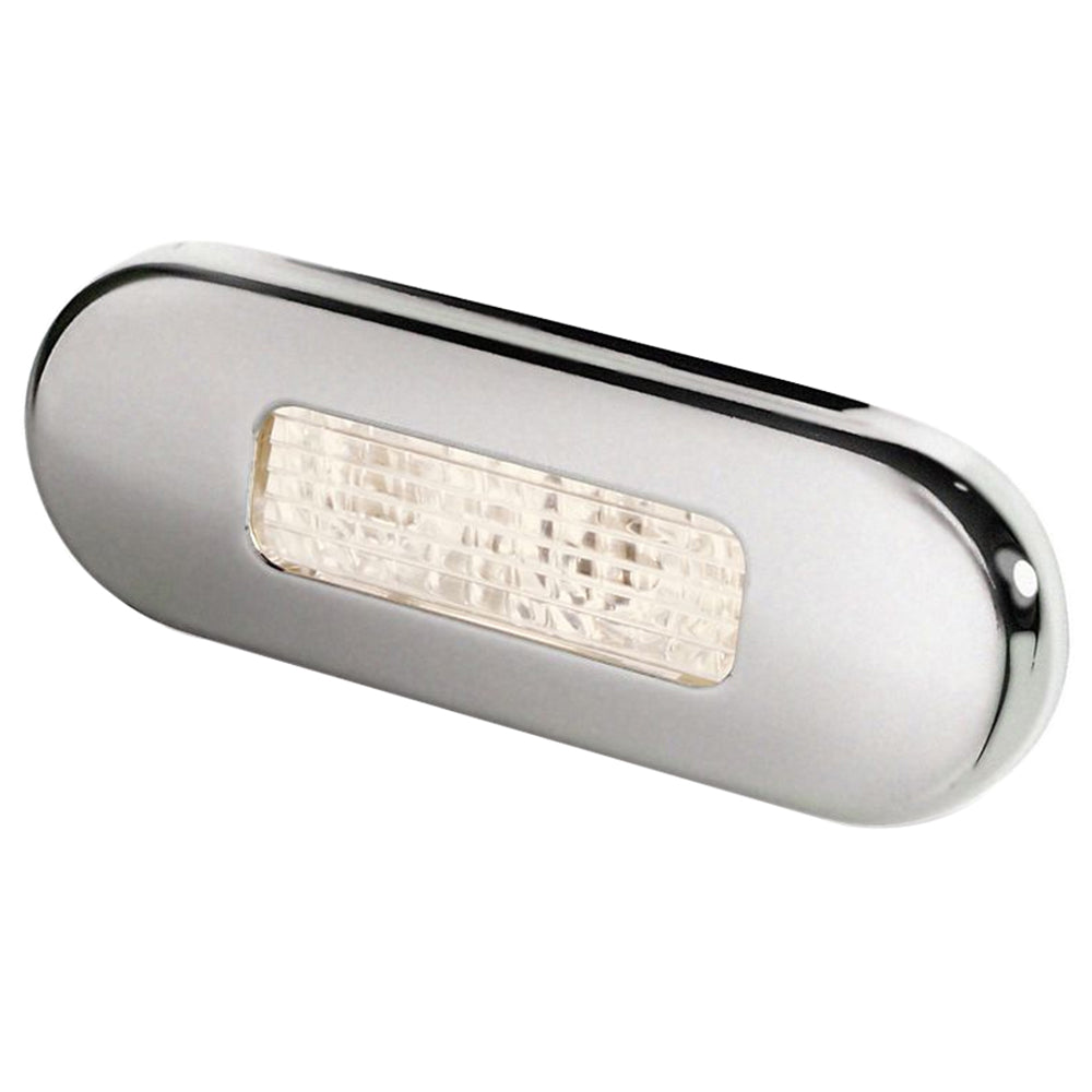 Hella Marine surface mount oblong LED courtesy lamp warm white with 316 stainless steel bezel