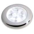 Hella Marine Slim Line Enhanced Brightness Round LED Courtesy Lamp with stainless steel bezel and white LED, 12V
