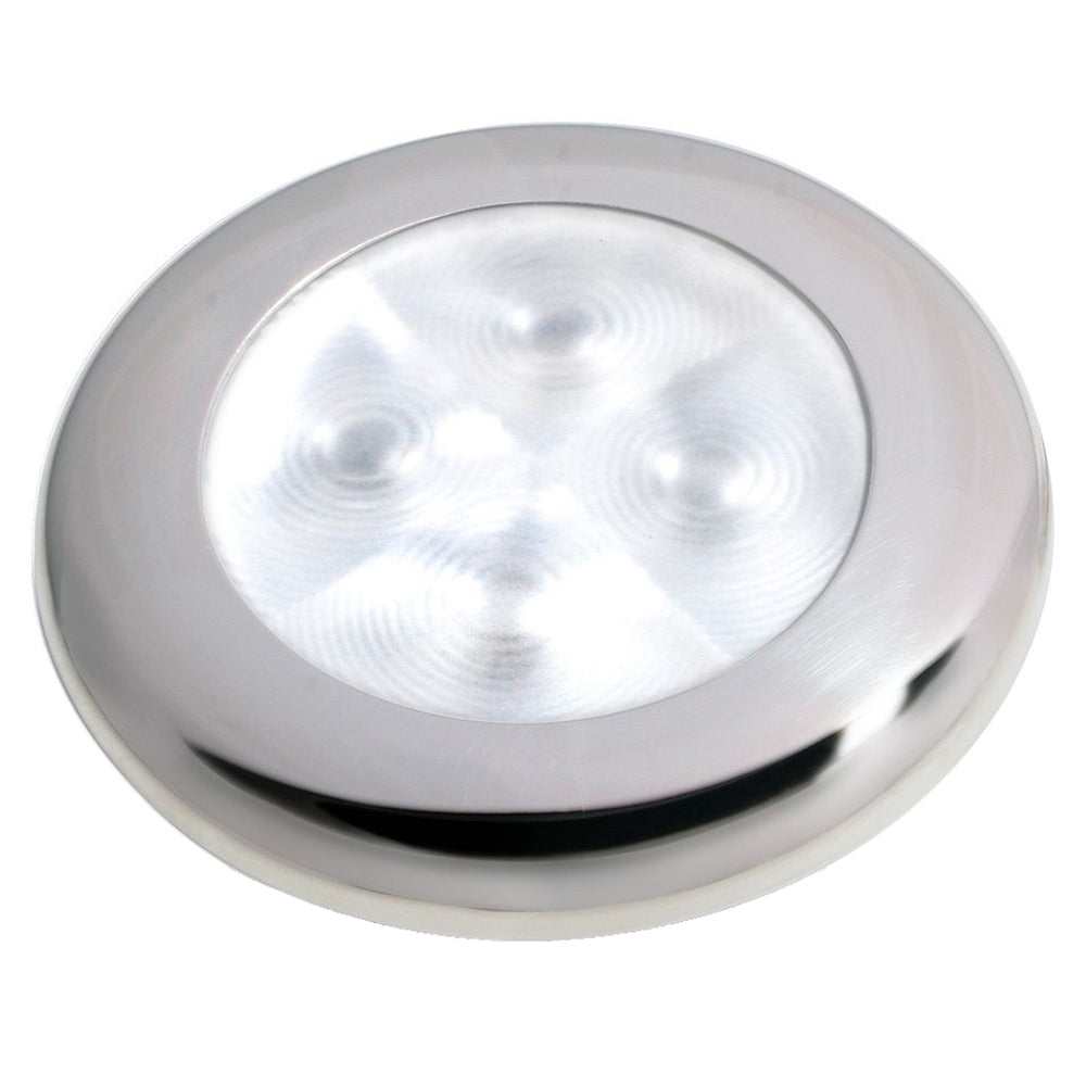 Hella Marine Slim Line Enhanced Brightness Round LED Courtesy Lamp with stainless steel bezel and white LED, 12V