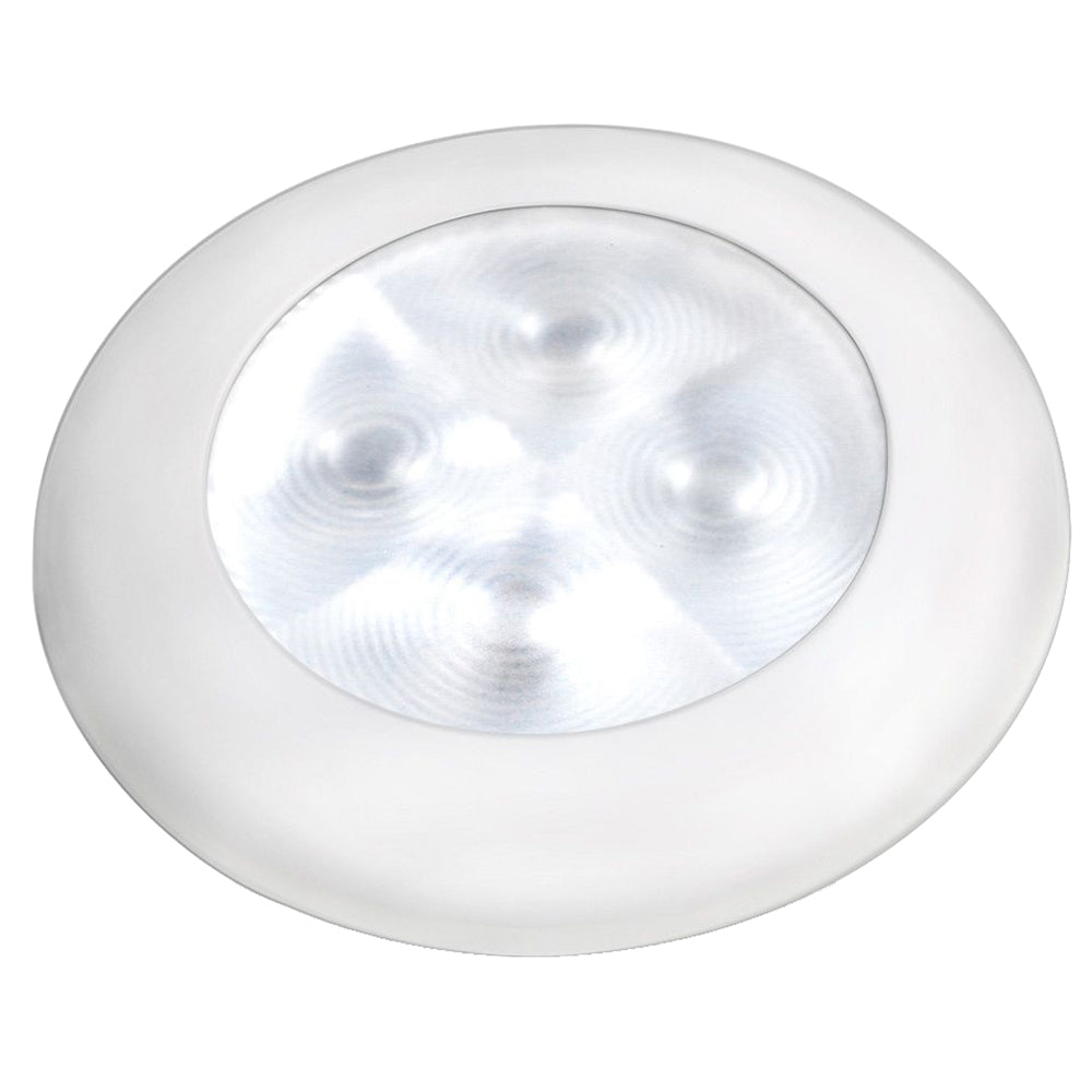 Hella Marine Slim Line LED Enhanced Brightness Round Courtesy Lamp white bezel white LED 12V