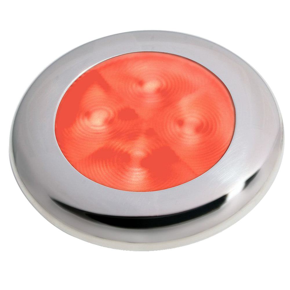 Hella Marine Slim Line Enhanced Brightness Red LED Round Courtesy Lamp with stainless steel bezel