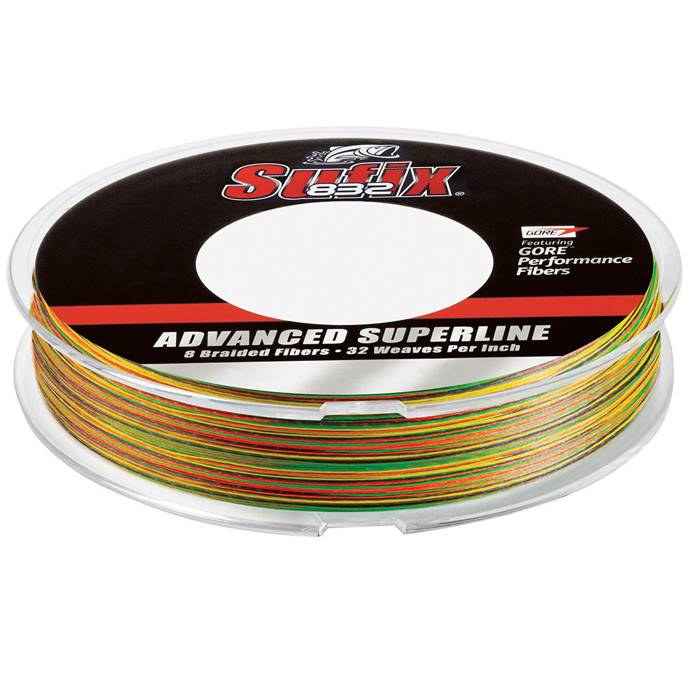 Sufix 832 Advanced Superline braid in Fire Tiger color on a 300-yard spool