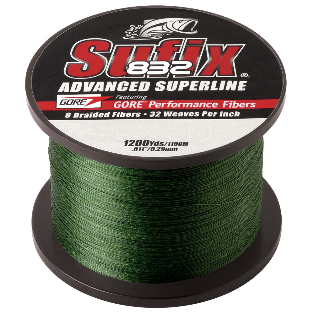Sufix 832 Advanced Superline Braid Low-Vis Green 1200 yard spool 10lb 15lb 20lb 30lb