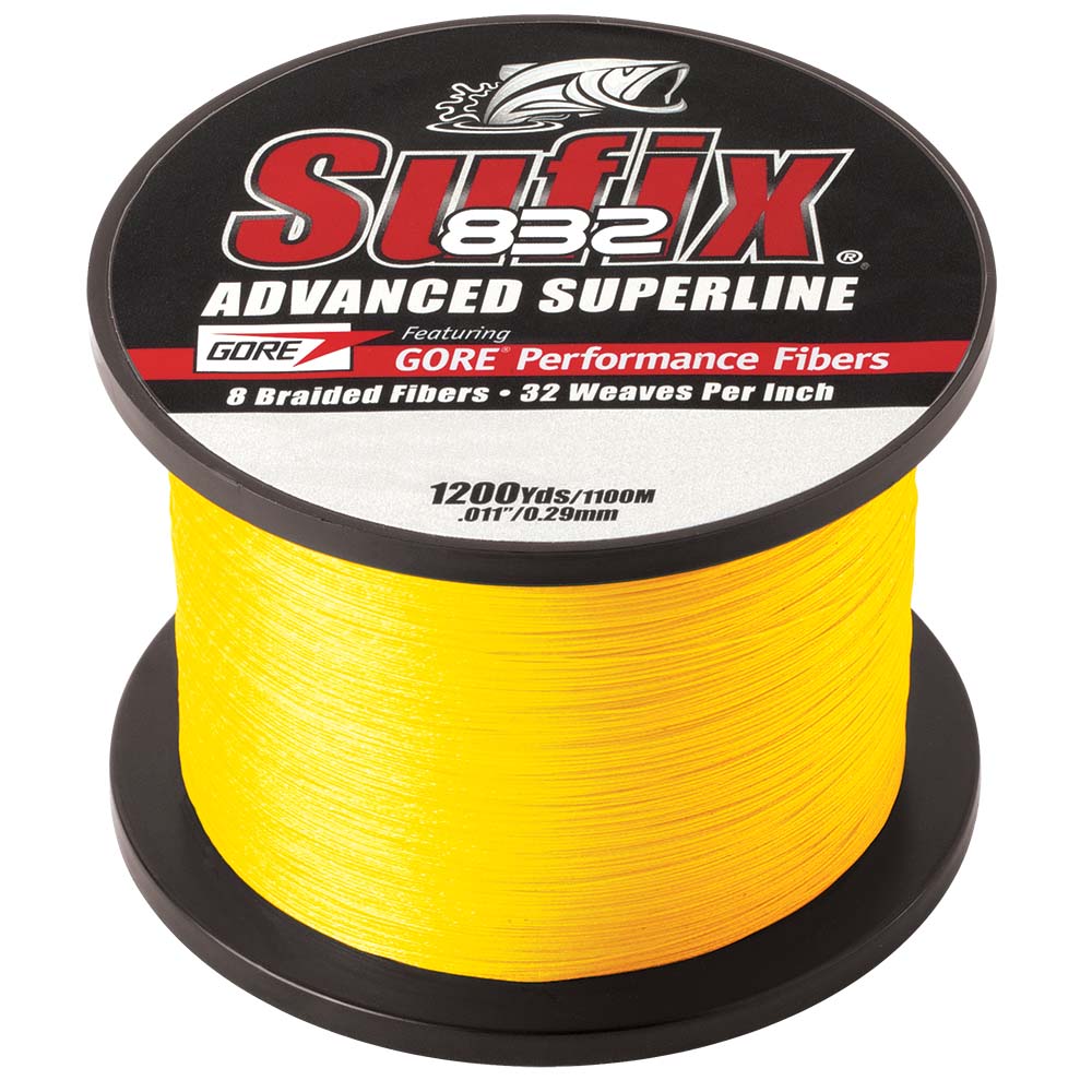 Sufix 832 Advanced Superline Braid Hi-Vis Yellow 1200 yard spool