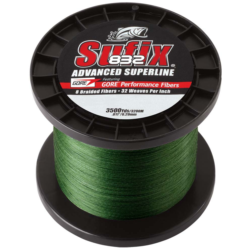 Sufix 832 Advanced Superline Braid 6lb Low-Vis Green 3500 yard spool