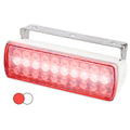 Hella Marine Sea Hawk XL Dual Color Red and White LED Floodlight with white polymer housing and 316 stainless steel bracket