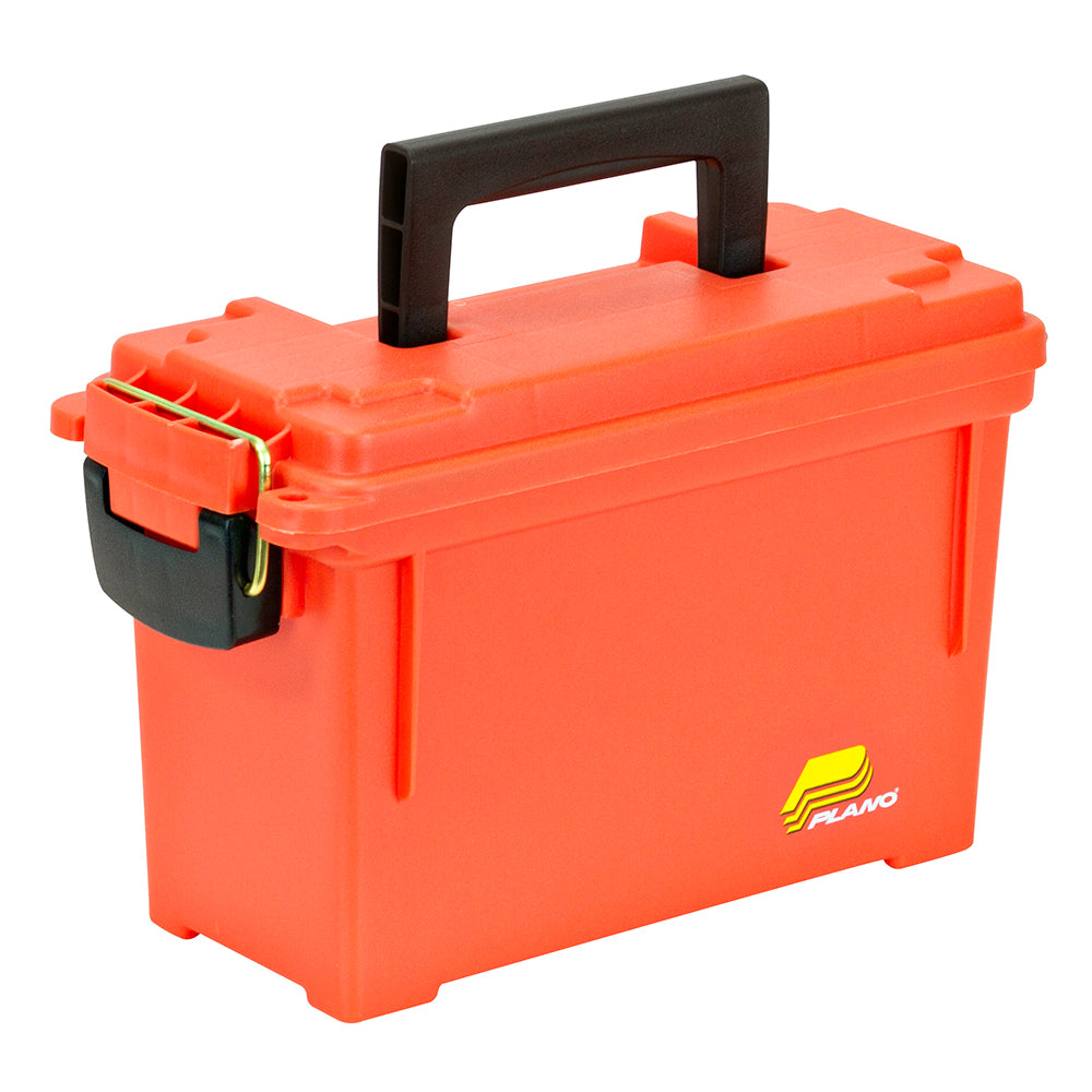 Plano 1312 Marine Emergency Dry Box in orange with Dri-Loc O-ring seal and brass bailed latch