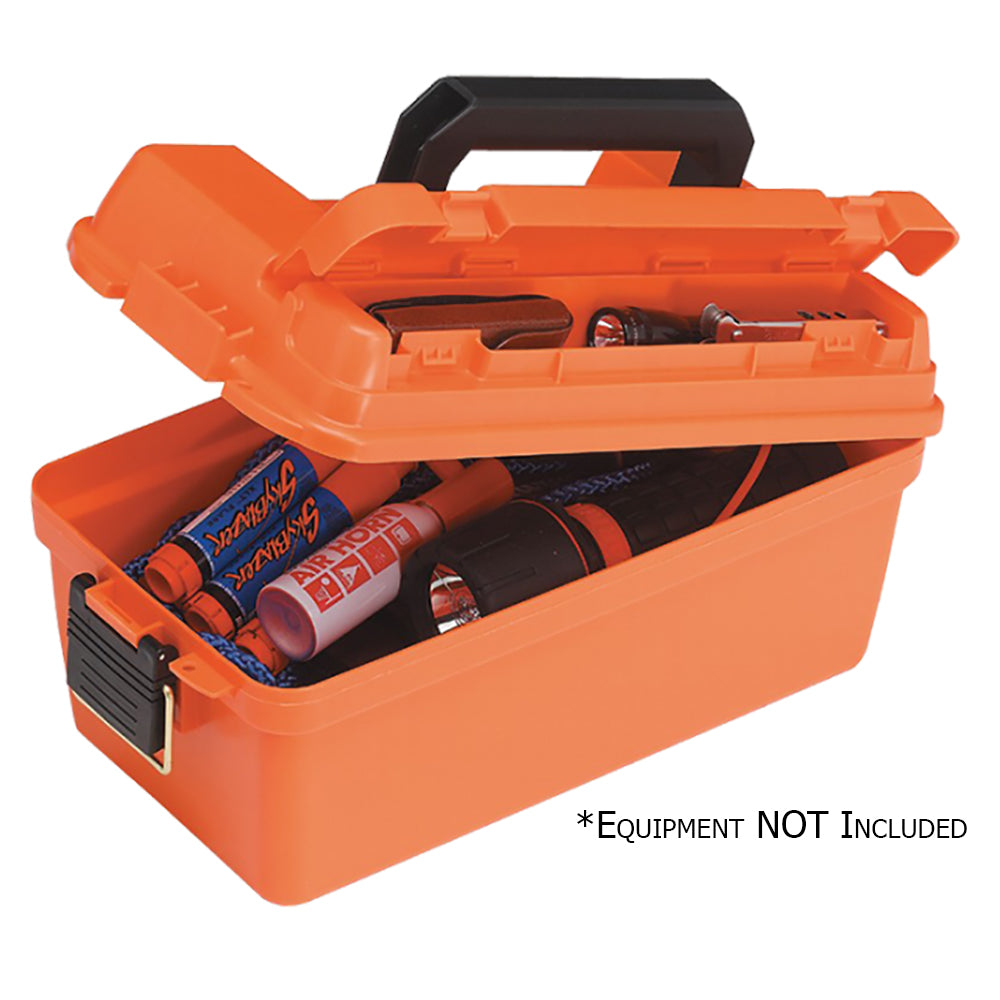 Plano 141250 small shallow orange emergency dry storage box with O-ring seal and oversized handle