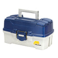 Plano 2-Tray Cantilever Tackle Box with Dual Top Access in Blue Metallic and Off White