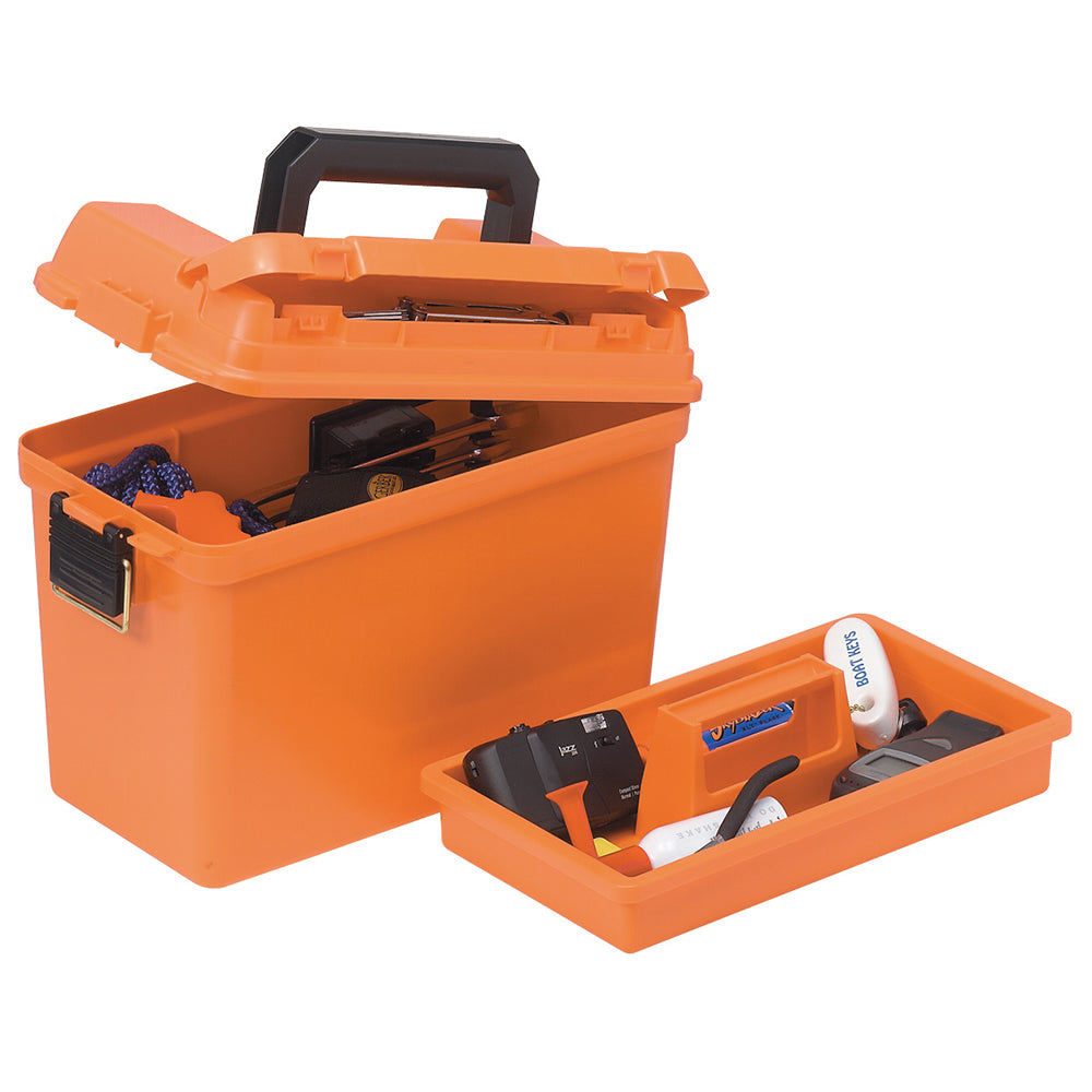 Plano Extra Large Emergency Supply Box with removable shelf and brass-bailed latch, 17x13x10.38 inches
