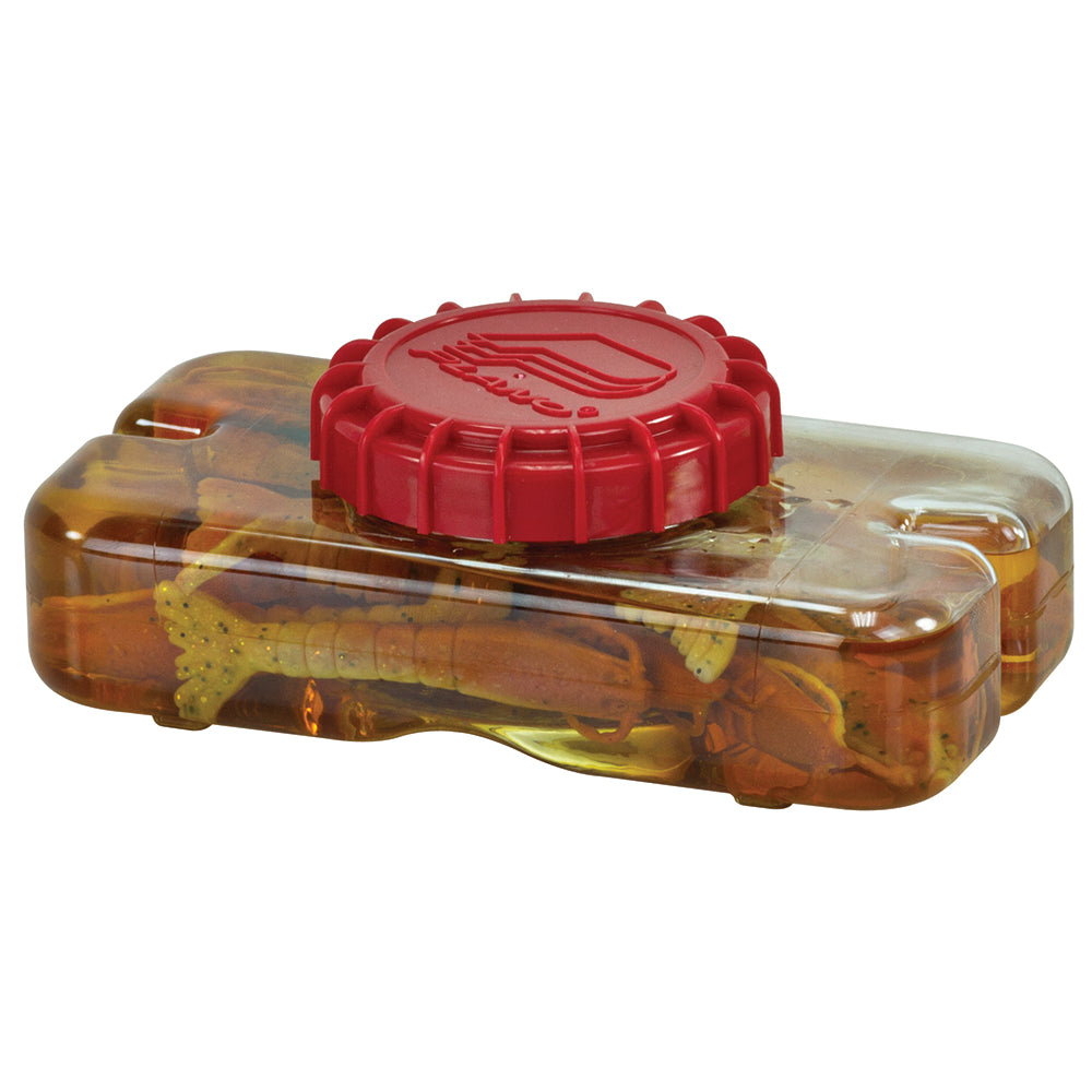 Plano Liqua-Bait Locker LBL bottle with bait grabber, crystal-clear DuraView construction and Dri-Loc airtight screw-on lid