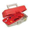 Plano Take Me Fishing Tackle Kit Box in red and beige with removable tray and brass-bailed latch