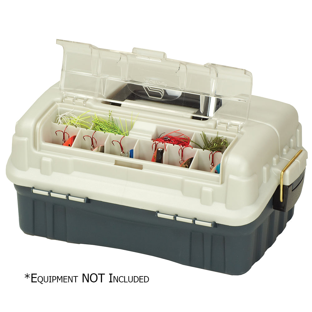 Plano FlipSider Two-Tray Tackle Box in Deep Blue and Silver, 15.25 x 9.5 x 6.75 inches
