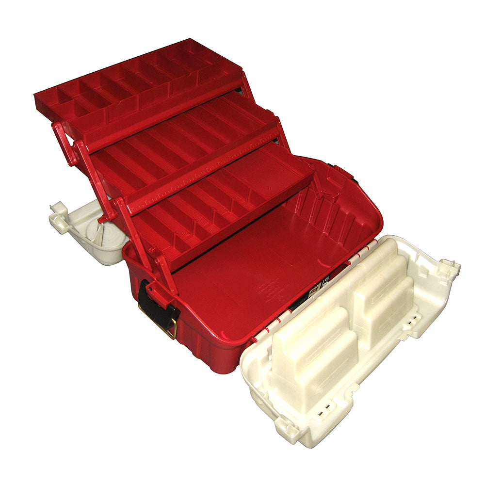 Plano Flipsider Three-Tray Tackle Box in Maroon and Silver, 17.25x10.5x7.75 inches