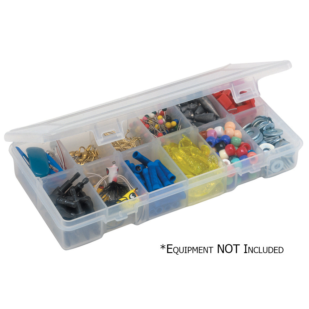 Plano Adjustable StowAway 3400 transparent utility tackle box with 6 dividers