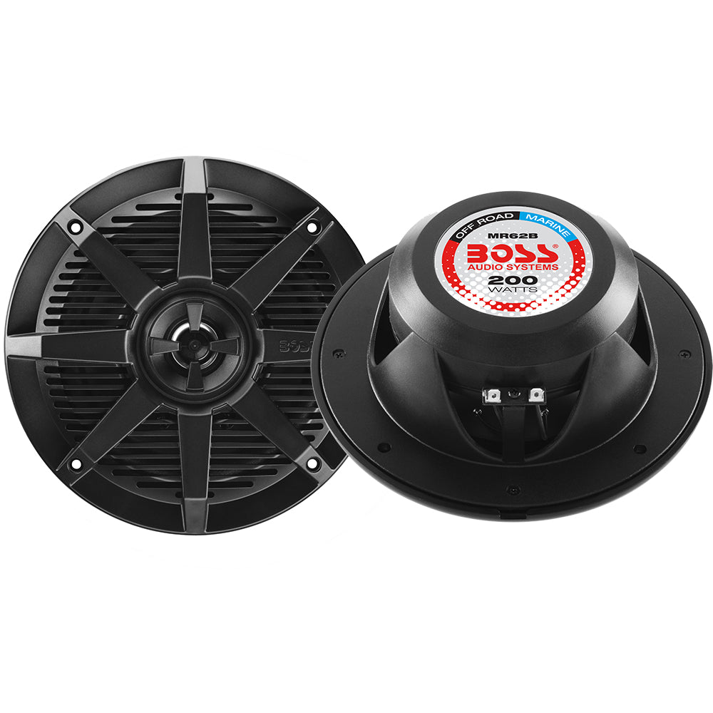 Boss Audio MR62B 6.5 inch black marine speaker pair, 200W, UV-resistant waterproof construction