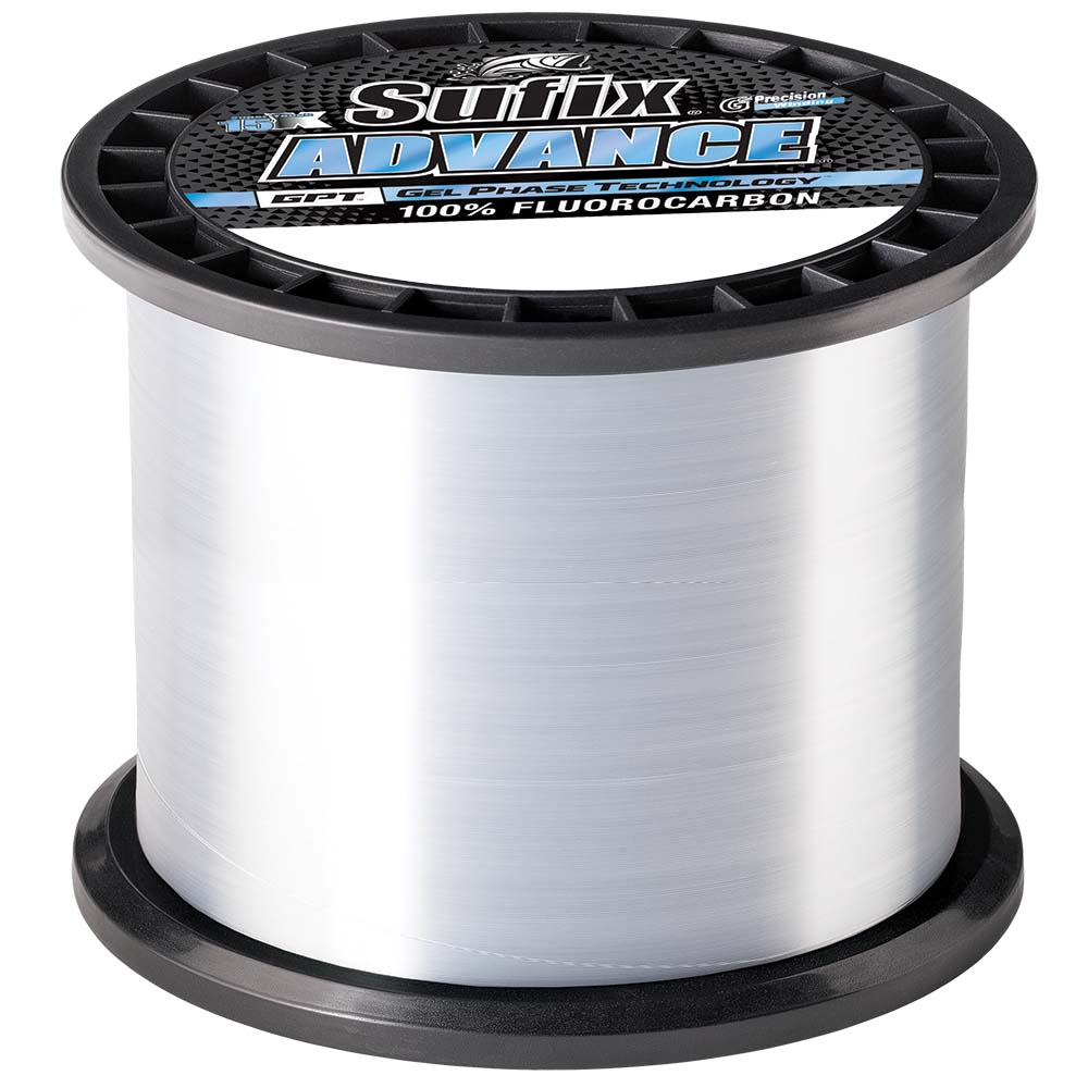 Sufix Advance Fluorocarbon Clear 1200 yd spool — available in 10 to 30 lb test
