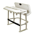 TACO Marine Neptune Premium Leaning Post with anodized aluminum frame, fiberglass deck, and four flush-mounted rod holders for center console boats