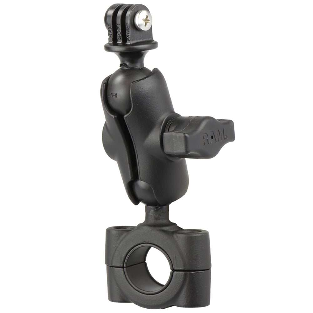 RAM Mount RAM® Torque™ 3/4" - 1" Diameter Handlebar/Rail Base with 1" Ball, SHORT Arm and GoPro®/Action Camera Mount