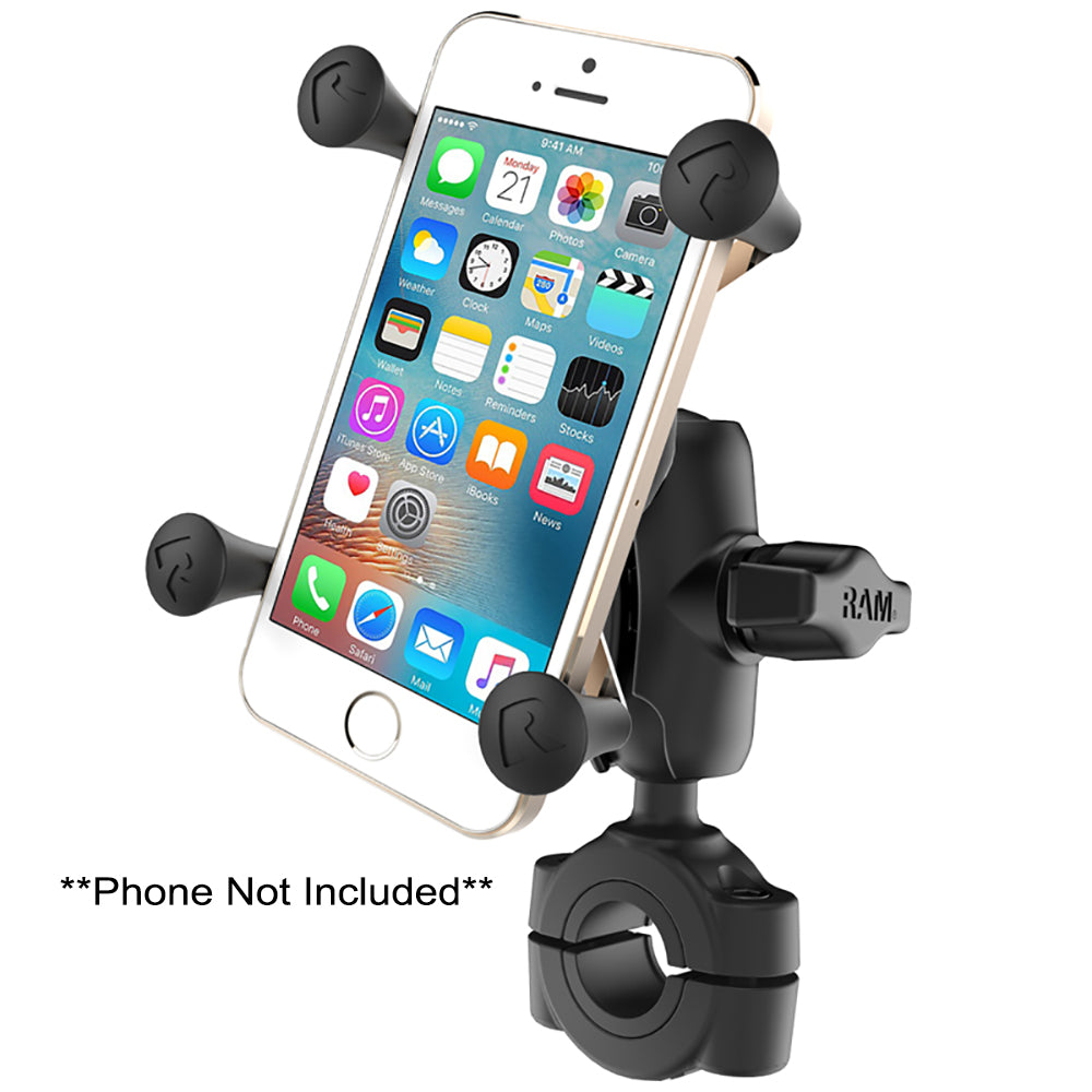RAM Mount RAM® Torque™ 3/4" - 1" Diameter Handlebar/Rail Base with 1" Ball, Short Arm and X-Grip® for Phones