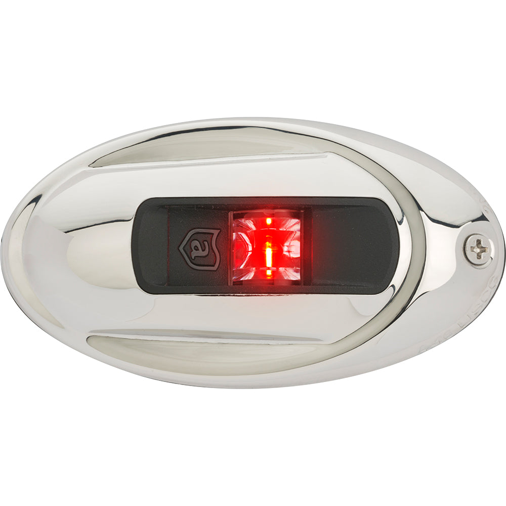 Attwood LightArmor oval vertical surface mount port red LED navigation light stainless steel 2NM USCG certified