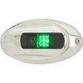 Attwood LightArmor oval vertical surface mount starboard green navigation light stainless steel 2NM LED