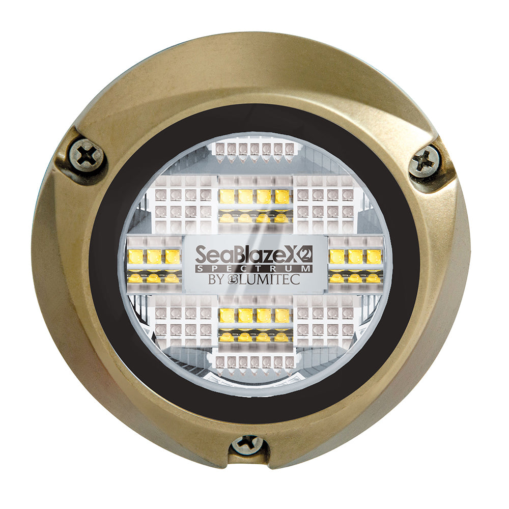 Lumitec SeaBlazeX2 Spectrum full-color RGBW LED underwater light with naval-grade bronze housing