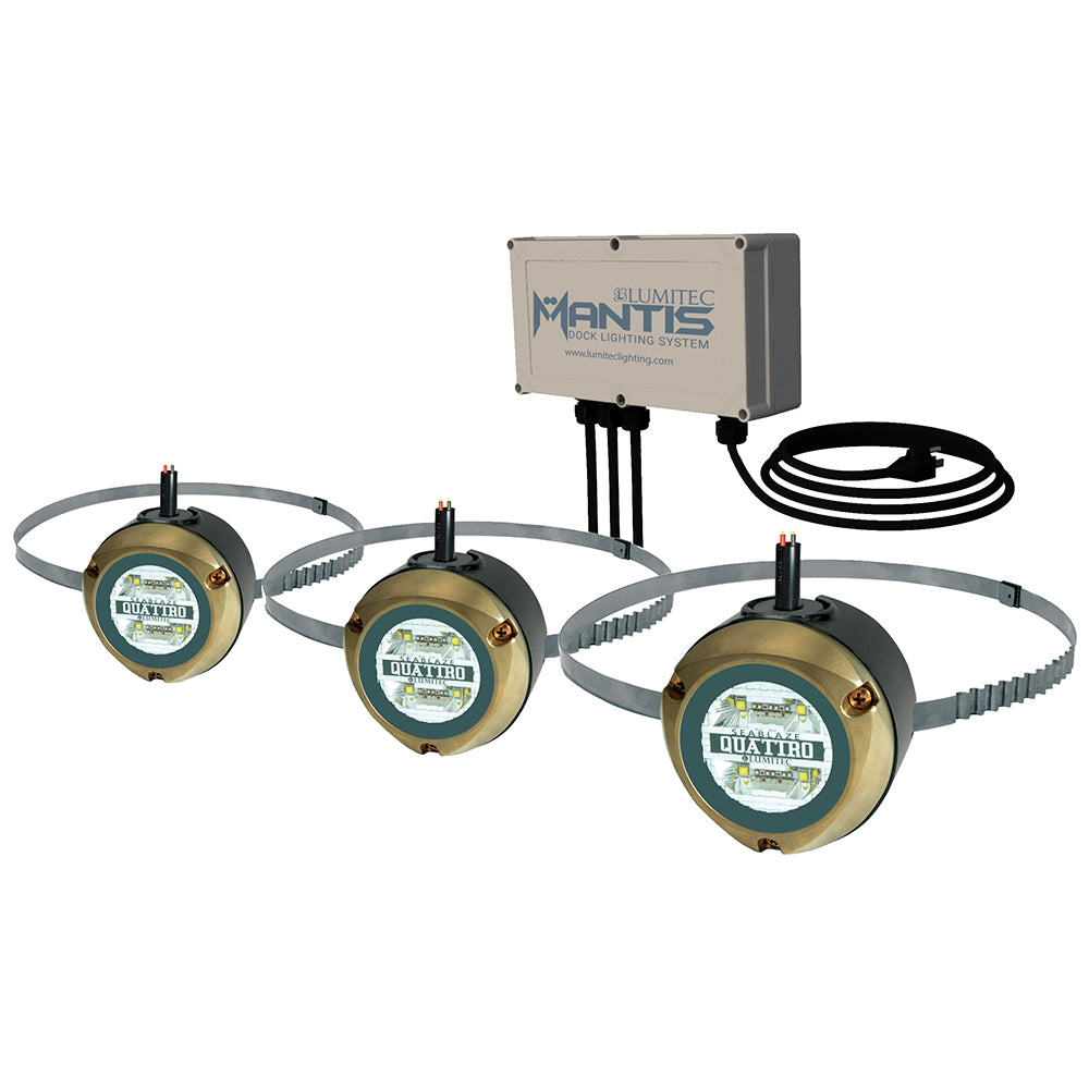Lumitec Mantis RGBW underwater dock lighting system with Zip-Mount and weatherproof power converter