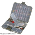 Plano Compact Side-By-Side Tackle Organizer in grey and clear with adjustable compartments for small jigs and flies