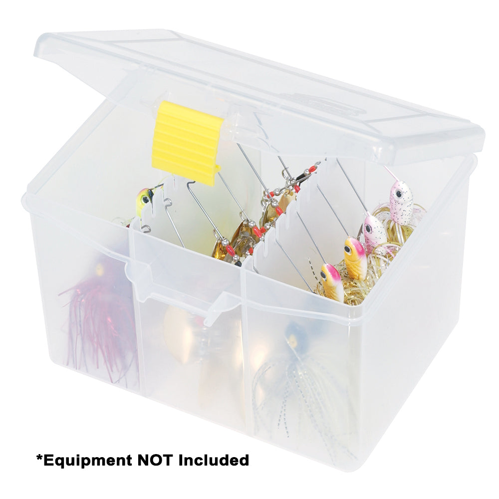 Plano ProLatch Spinnerbait Organizer clear case holding 22 spinnerbaits with secure ProLatch closure