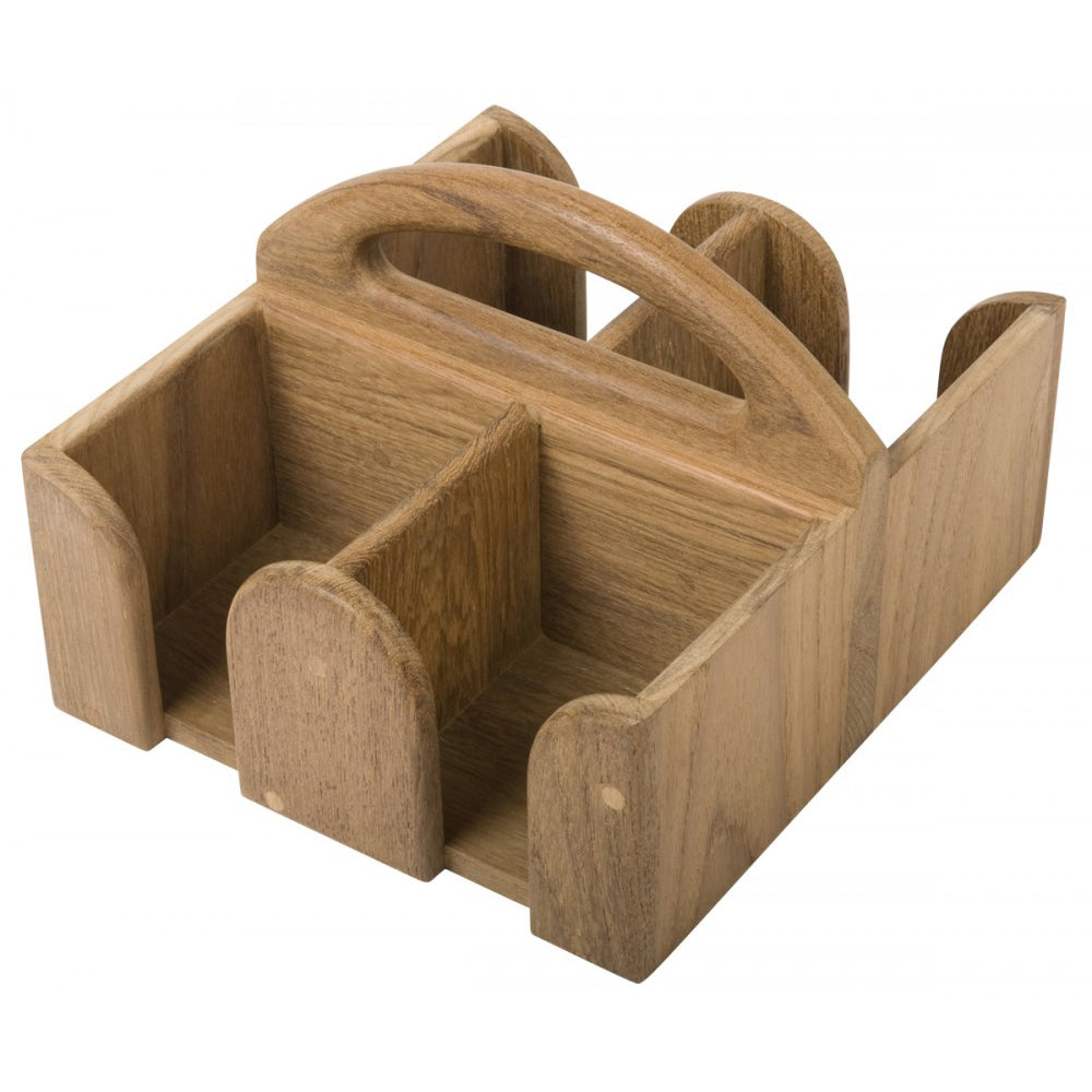 Whitecap teak 4-mug holder with cutouts for handles, 7-3/4 x 8-1/2 x 6 inch