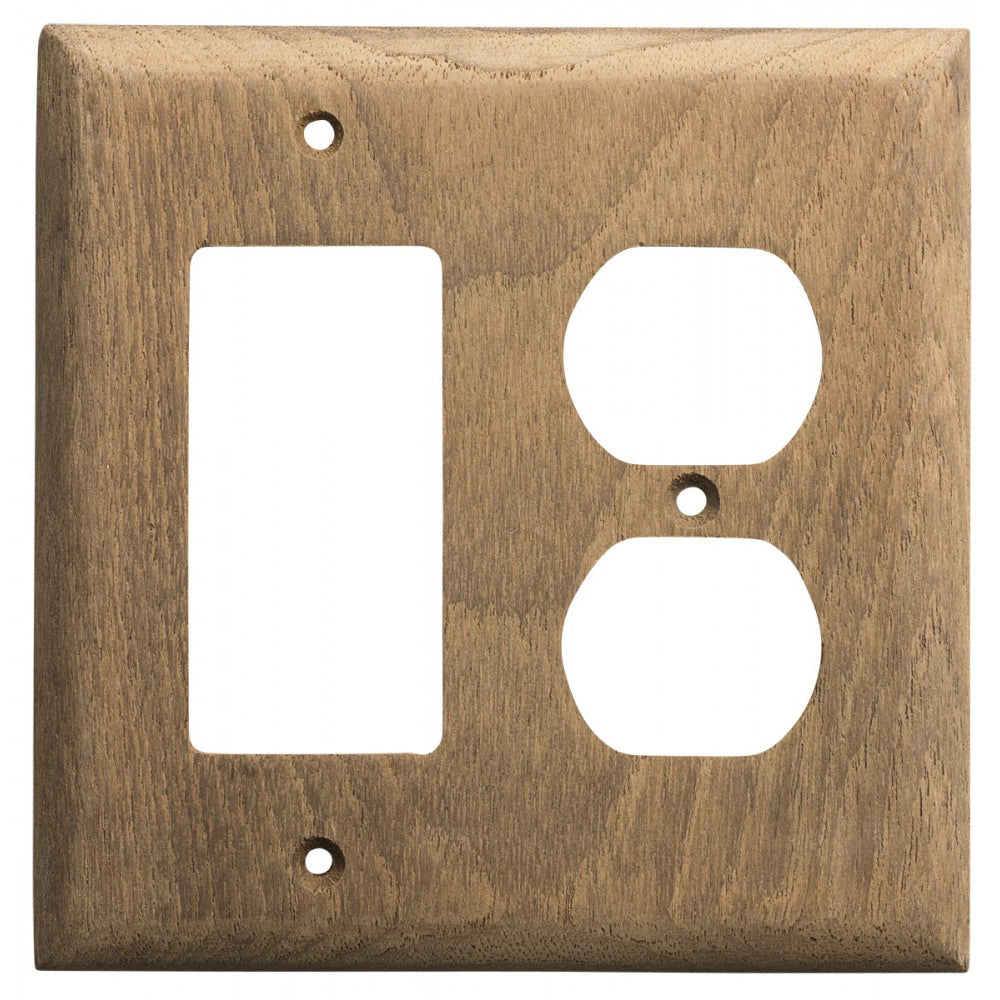Whitecap teak rocker switch and duplex receptacle cover plate, 4-15/16 by 5 inch, 2-pack