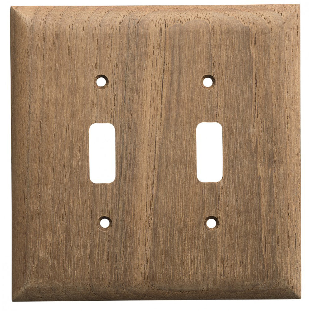 Whitecap teak 2-toggle switch receptacle cover plate 4-15/16 inch wide 5 inch tall 2-pack
