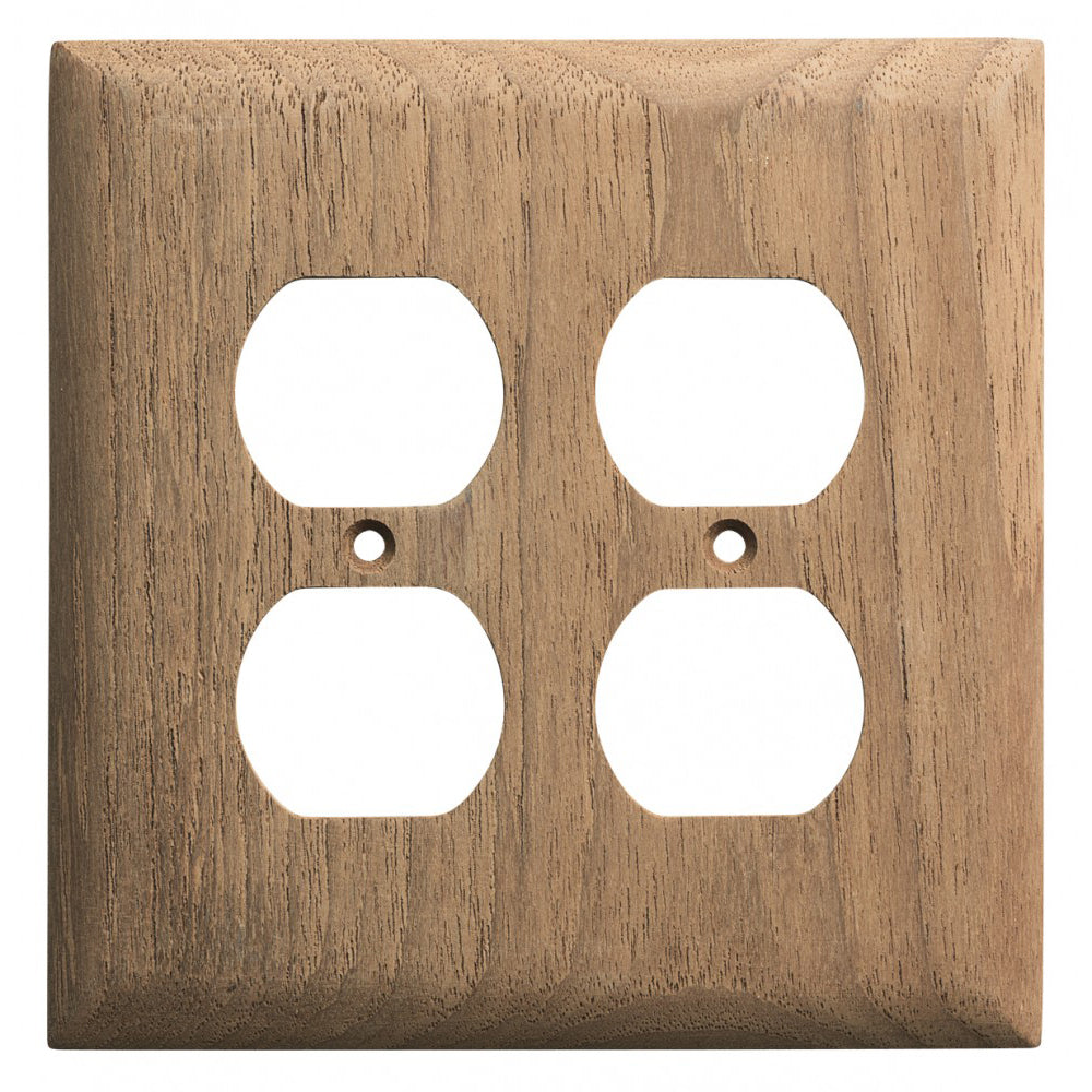 Whitecap teak 2-duplex receptacle cover plate 4-15/16 inch wide x 5 inch tall 2-pack
