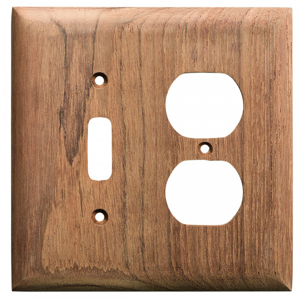 Whitecap teak toggle switch duplex receptacle cover plate 4-15/16 inch wide 5 inch tall 2-pack
