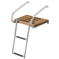 Whitecap teak swim platform with 2-step telescoping ladder for inboard outboard boats, 18-inch wide by 15-inch deep